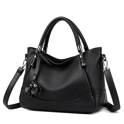Women Fashion Casual Solid Color Soft Leather Handbag