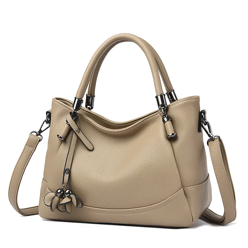 Women Fashion Casual Solid Color Soft Leather Handbag