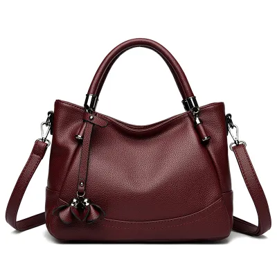 Women Fashion Casual Solid Color Soft Leather Handbag