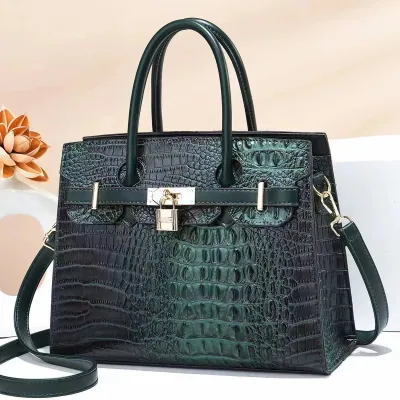 Women Fashion Casual Crocodile Pattern Large Capacity Handbag