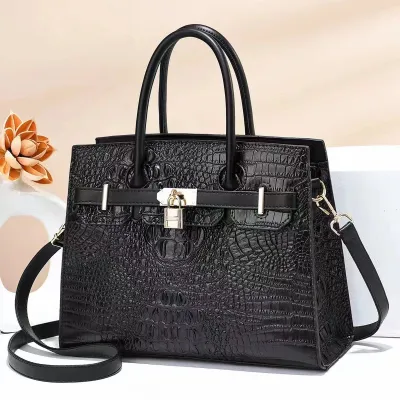 Women Fashion Casual Crocodile Pattern Large Capacity Handbag