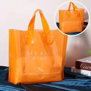 Fashion Casual 35*25*10cm Transparent Pe Plastic Portable Shopping Bag 50pcs/Pack