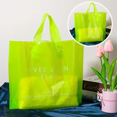 Fashion Casual 35*25*10cm Transparent Pe Plastic Portable Shopping Bag 50pcs/Pack