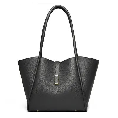 Women Fashion Casual Solid Color Leather Large Capacity Shoulder Bag