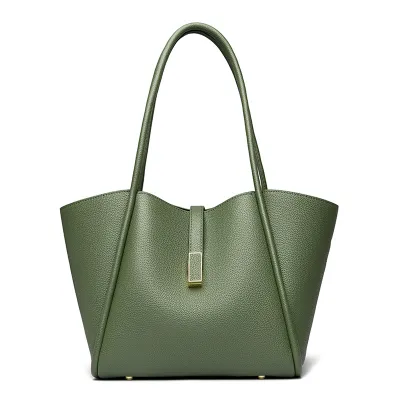 Women Fashion Casual Solid Color Leather Large Capacity Shoulder Bag