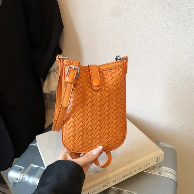 Women Fashion Casual Solid Color Soft Woven Pattern Shoulder Bag