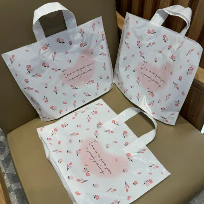 Fashion Casual Portable Printed 50*40*10cm Plastic Shopping Bag 50pcs/Pack
