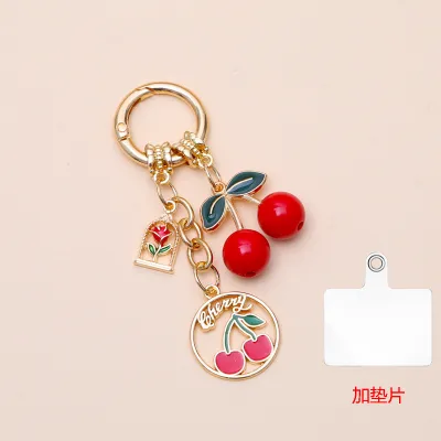 Women Fashion Cherry Rose Pendant Chain Pendant Keychain