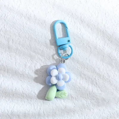 Women Fashion Cute Floral Tulip Sunflower Pendant Keychain