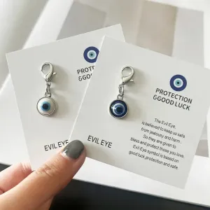 Fashion English Good Luck Card Blue Evil Eye Keychain Pendant