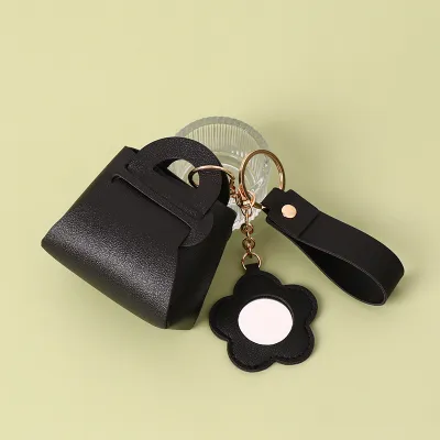 Women Fashion Creative Solid Color Pu Bag Small Wallet Keychain