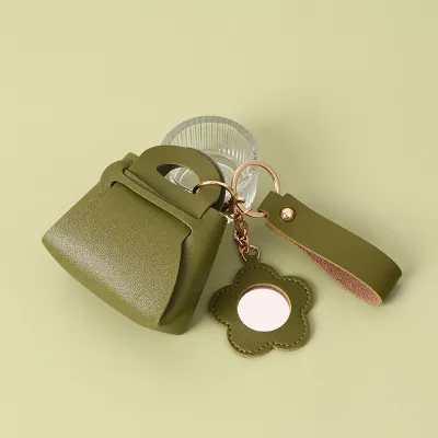 Women Fashion Creative Solid Color Pu Bag Small Wallet Keychain