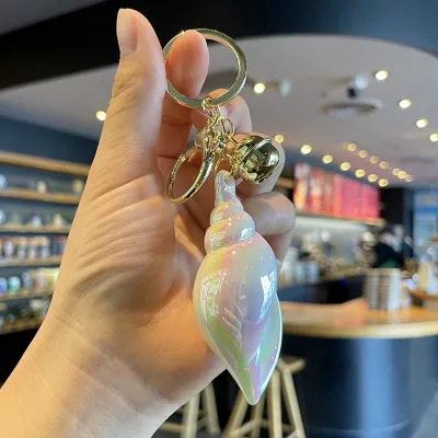 Women Fashion Electroplated Colorful Acrylic Conch Keychain