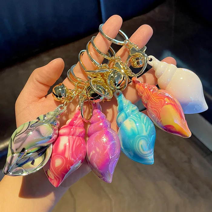 Women Fashion Electroplated Colorful Acrylic Conch Keychain
