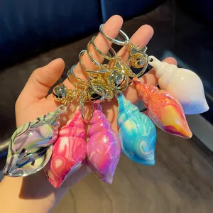 Women Fashion Electroplated Colorful Acrylic Conch Keychain