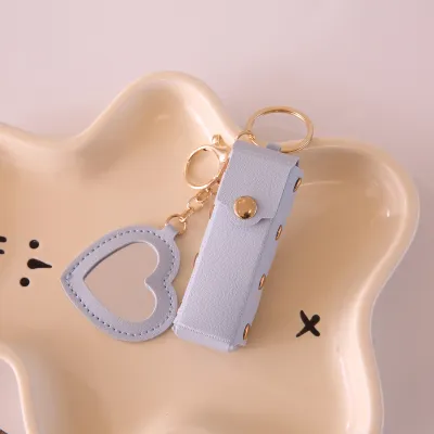 Women Fashion Cute Love Lipstick Coin Purse Pendant Mirror Keychain