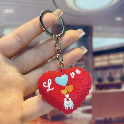 Women Fashion Cute Large Love Pvc Dropping Glue Keychain
