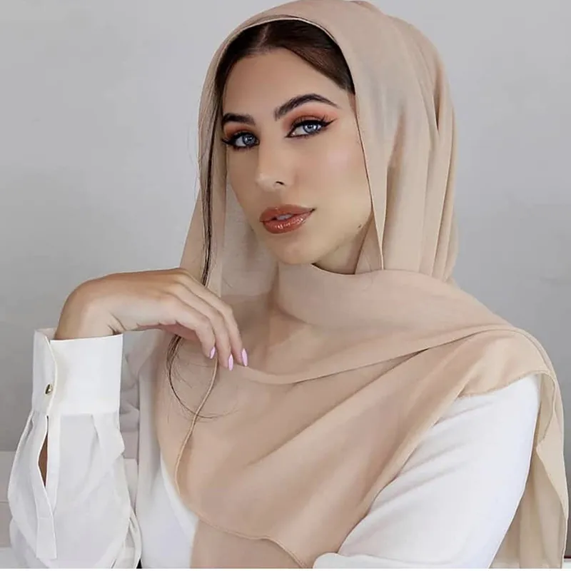 Women Fashion Casual Solid Color Chiffon Hijab Scarf