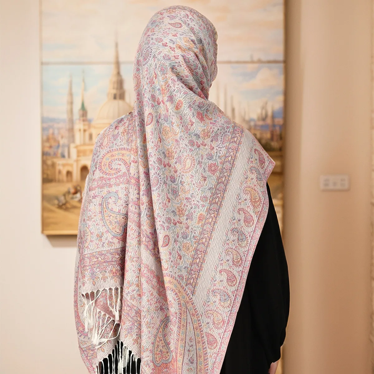 Women Fashion Casual Spring And Summer Ethnic Style Cashew Tassel Long Hijab Scarf