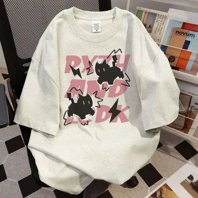Women Fashion Casual Summer Cotton Printed Short-Sleeve Loose T-Shirt