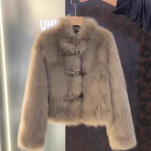Winter Women Fashion Warm Plush Faux Fur Coat