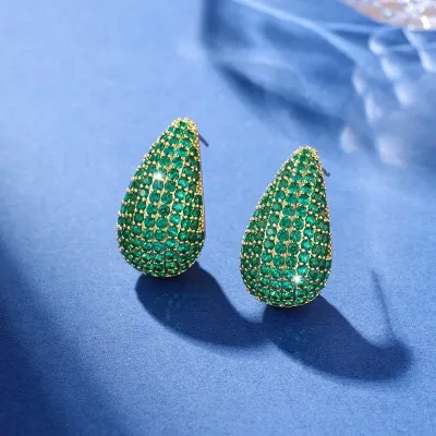 Women Fashion Simple Rhinestone Drop Earrings