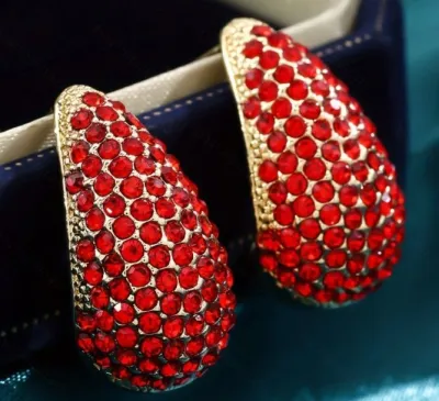 Women Fashion Simple Rhinestone Drop Earrings