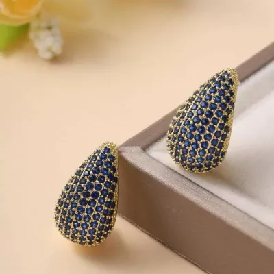 Women Fashion Simple Rhinestone Drop Earrings