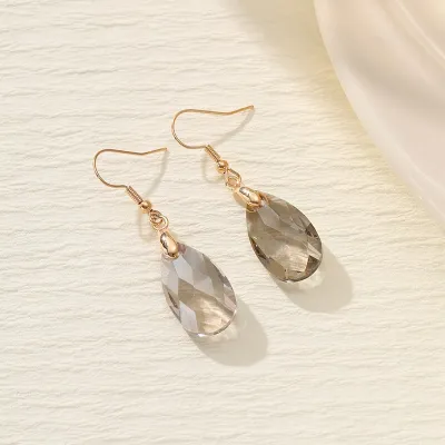 Women Fashion Simple Drop-Shaped Inlaid Cat'S Eye Stone Earrings
