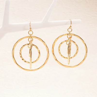 Women Fashion Hollow Round Thread Geometric Ear Hook Earrings