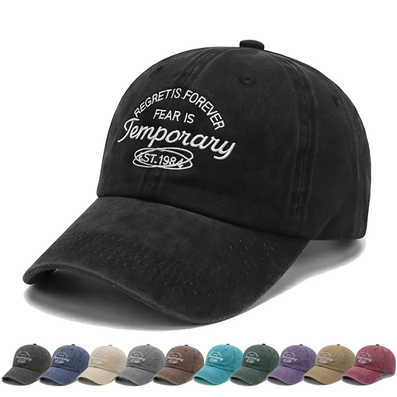 Fashion Casual Solid Color Outdoor Washed Vintage Embroidered Baseball Cap