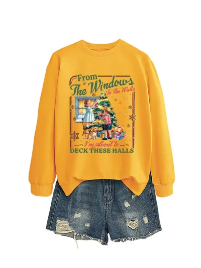 Christmas Women Fashion Casual Autumn And Winter Printed Long-Sleeve Sweatshirt
