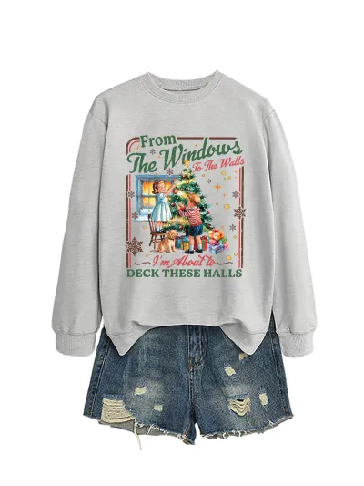 Christmas Women Fashion Casual Autumn And Winter Printed Long-Sleeve Sweatshirt