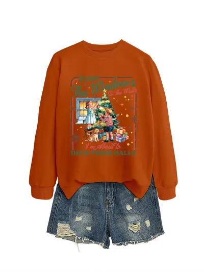 Christmas Women Fashion Casual Autumn And Winter Printed Long-Sleeve Sweatshirt