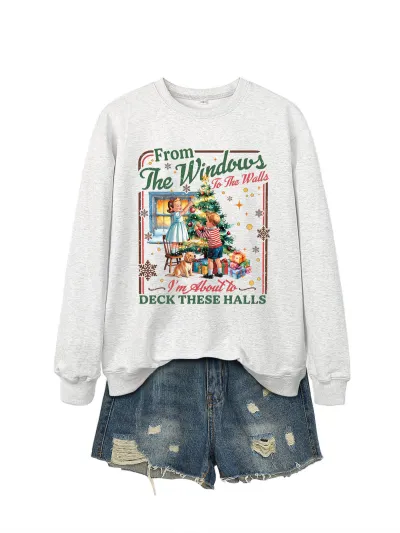 Christmas Women Fashion Casual Autumn And Winter Printed Long-Sleeve Sweatshirt