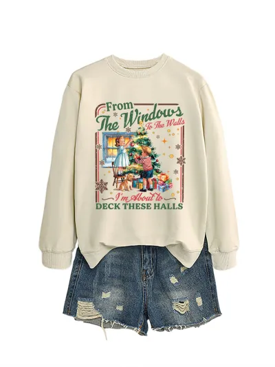 Christmas Women Fashion Casual Autumn And Winter Printed Long-Sleeve Sweatshirt
