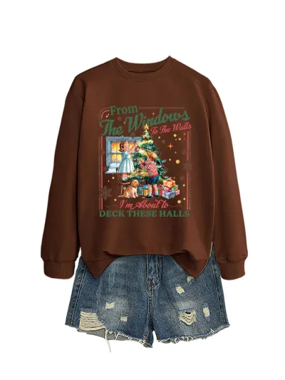 Christmas Women Fashion Casual Autumn And Winter Printed Long-Sleeve Sweatshirt