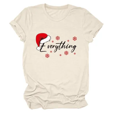 Christmas Women Fashion Casual Printed Short-Sleeve T-Shirt