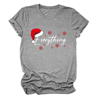 Christmas Women Fashion Casual Printed Short-Sleeve T-Shirt