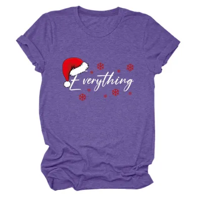 Christmas Women Fashion Casual Printed Short-Sleeve T-Shirt