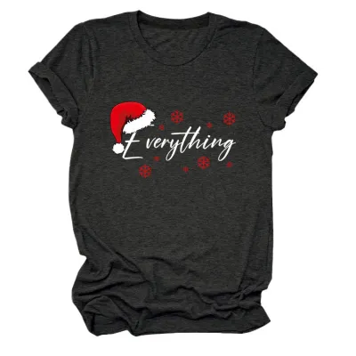 Christmas Women Fashion Casual Printed Short-Sleeve T-Shirt