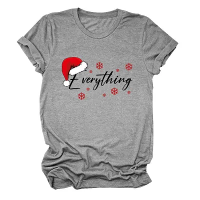 Christmas Women Fashion Casual Printed Short-Sleeve T-Shirt