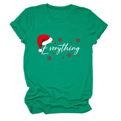 Christmas Women Fashion Casual Printed Short-Sleeve T-Shirt