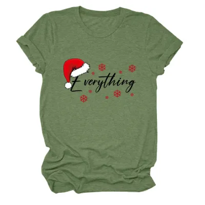 Christmas Women Fashion Casual Printed Short-Sleeve T-Shirt