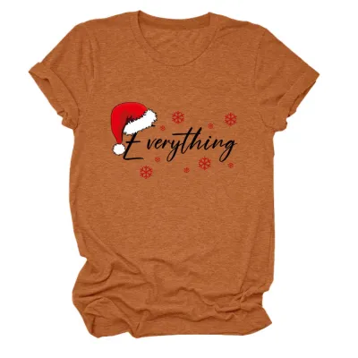 Christmas Women Fashion Casual Printed Short-Sleeve T-Shirt