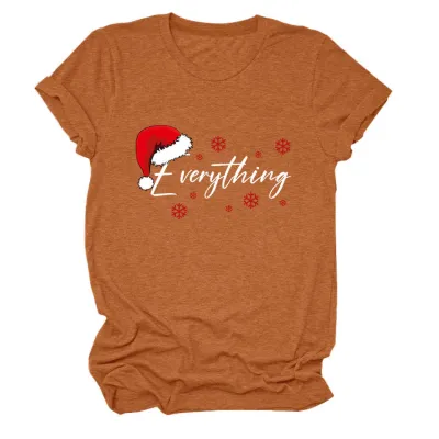 Christmas Women Fashion Casual Printed Short-Sleeve T-Shirt