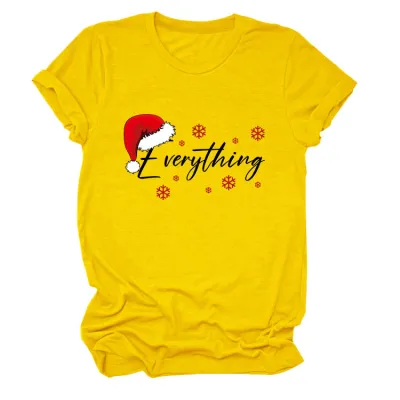 Christmas Women Fashion Casual Printed Short-Sleeve T-Shirt