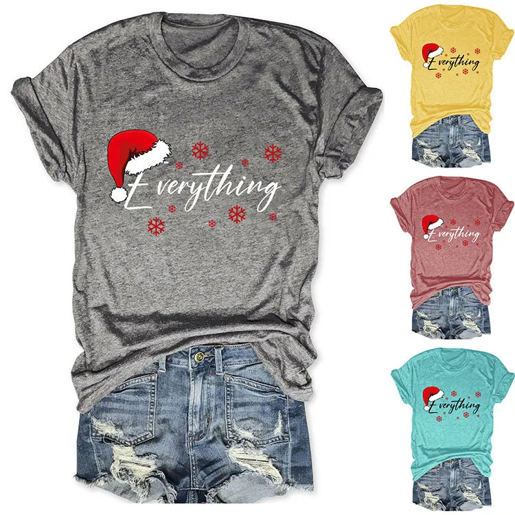 Christmas Women Fashion Casual Printed Short-Sleeve T-Shirt
