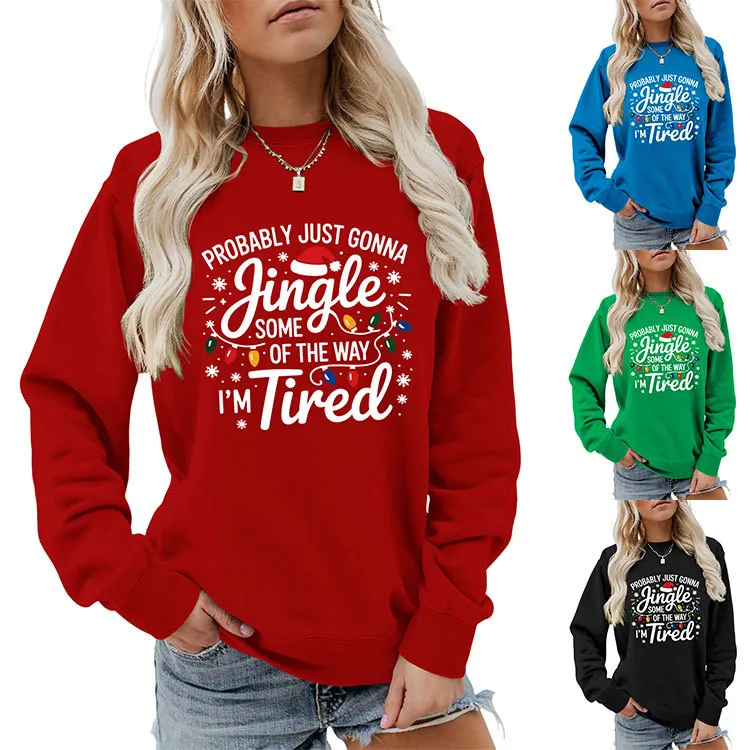 Christmas Women Fashion Casual Autumn And Winter Printed Long-Sleeve Sweatshirt