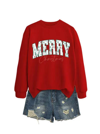 Merry Christmas Women Fashion Casual Autumn And Winter Long-Sleeve Sweatshirt